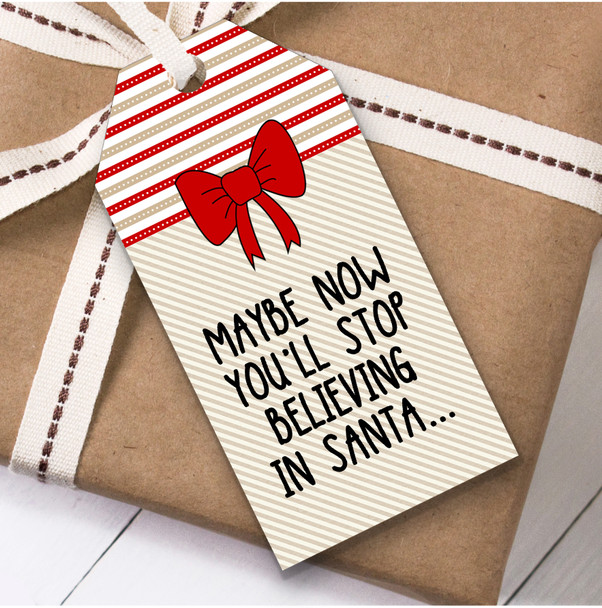 Funny Stop Believing In Santa Christmas Gift Tags