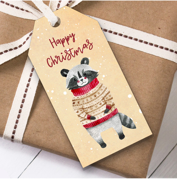 Watercolour Vintage Raccoon Christmas Gift Tags