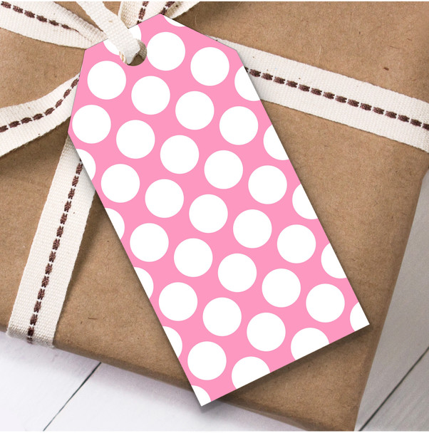 Big Light Pink White Spots Christmas Gift Tags