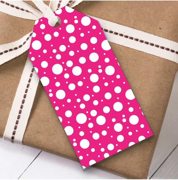 Hot Pink And White Bubbles Christmas Gift Tags