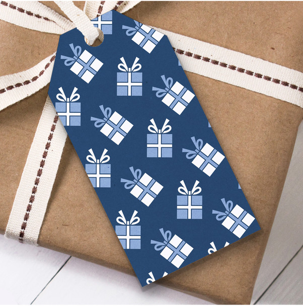 Navy Blue White Presents Christmas Gift Tags
