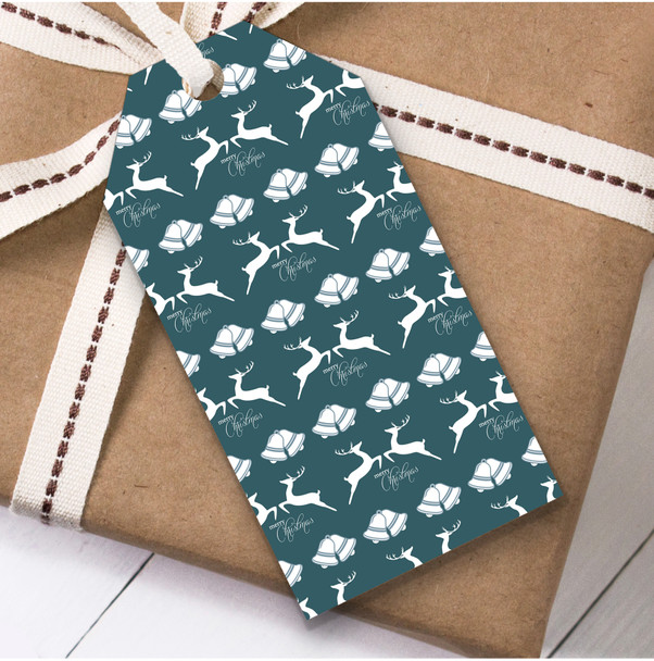 Turquoise And White Deer Christmas Gift Tags