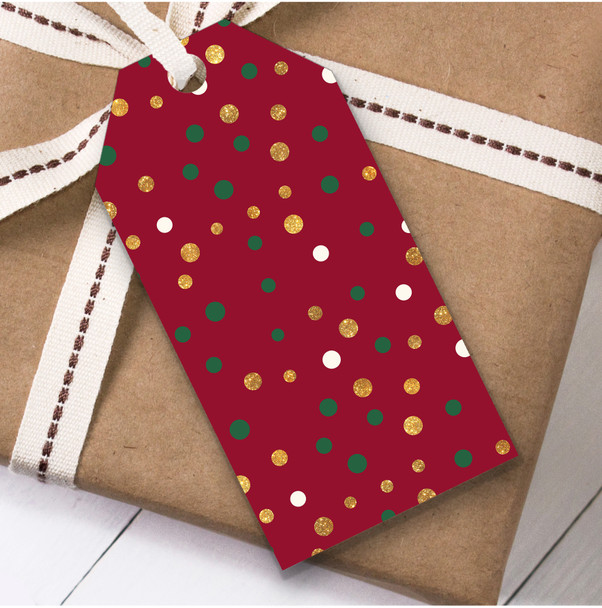 Red Gold And White Dots Christmas Gift Tags