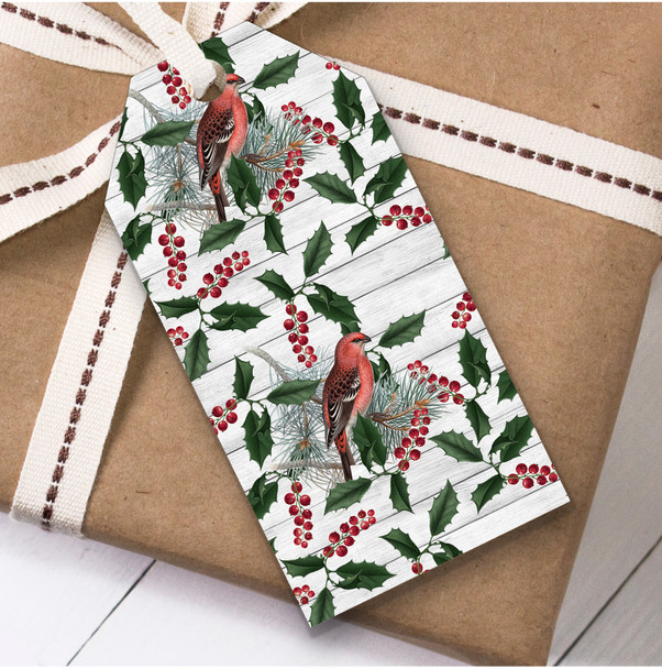 Vintage Birds And Holly Christmas Gift Tags