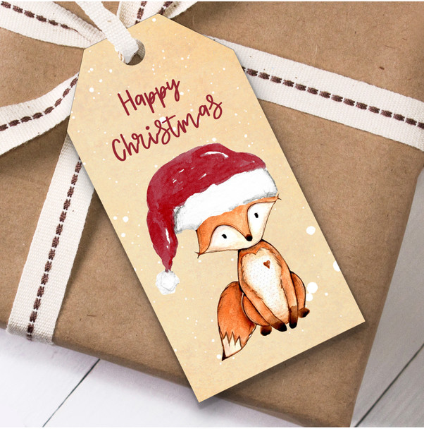 Watercolour Vintage Fox Christmas Gift Tags