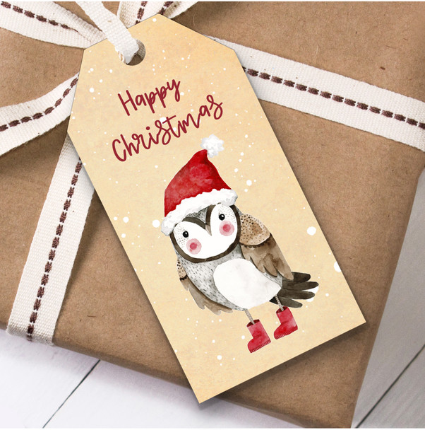 Watercolour Vintage Owl Christmas Gift Tags