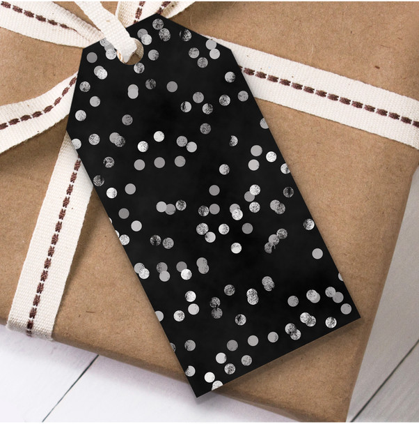 Black And Silver Spots Christmas Gift Tags