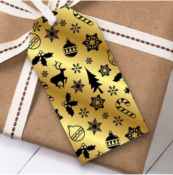 Gold And Black Pattern Christmas Gift Tags