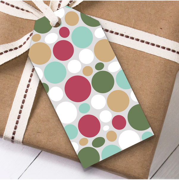 Grey Green Red Bubbles Christmas Gift Tags