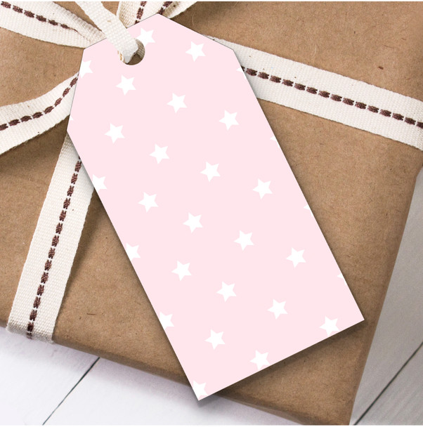 Light Pink White Stars Christmas Gift Tags