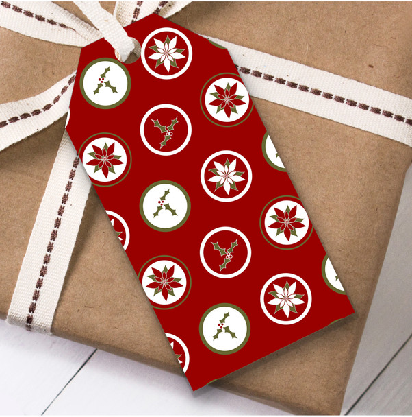 Poinsettia & Holly Red Christmas Gift Tags