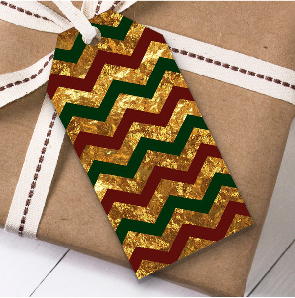 Red Green Gold Pattern Christmas Gift Tags