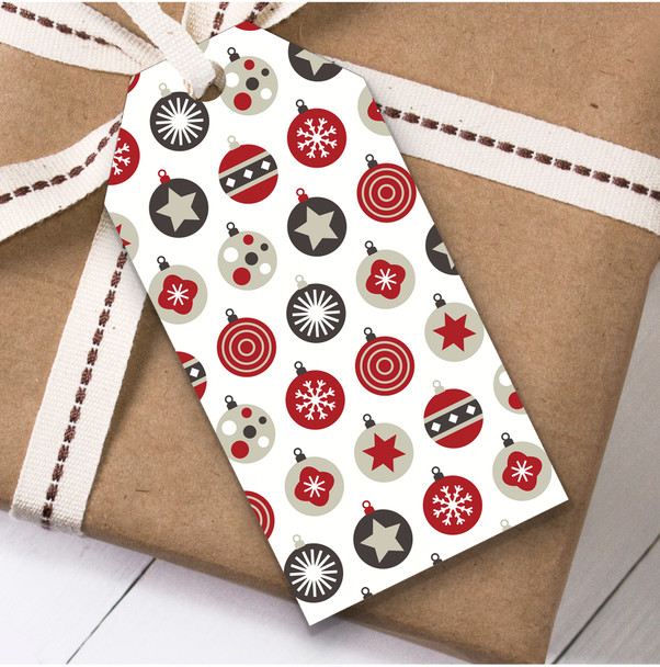 Brown And Red Baubles Christmas Gift Tags