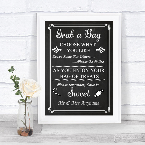 Chalk Style Grab A Bag Candy Buffet Cart Sweets Personalized Wedding Sign