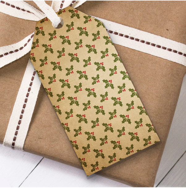 Vintage Holly Pattern Christmas Gift Tags
