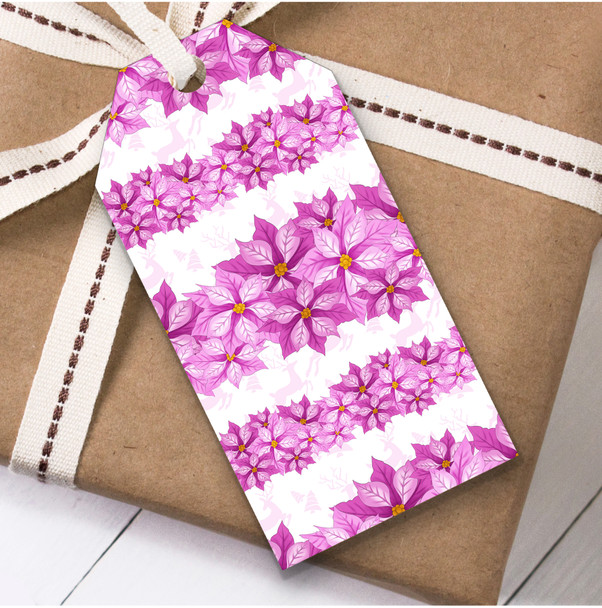 Pink Festive Flowers Christmas Gift Tags