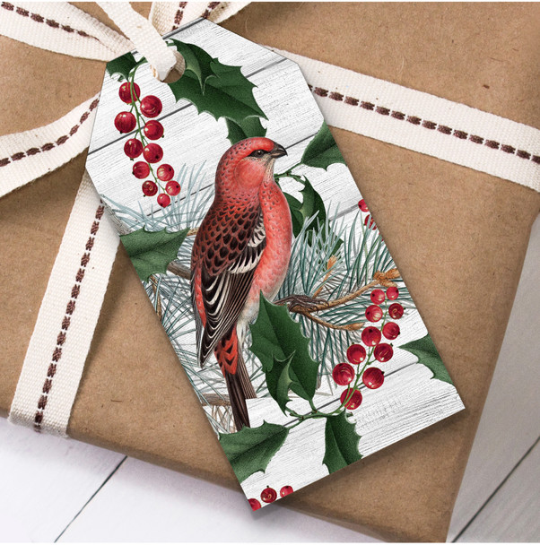 Vintage Bird & Holly Christmas Gift Tags