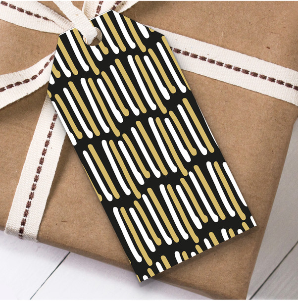 Black & Gold Stripe Christmas Gift Tags