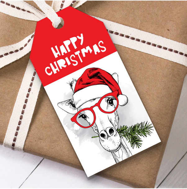 Giraffe In Glasses Christmas Gift Tags