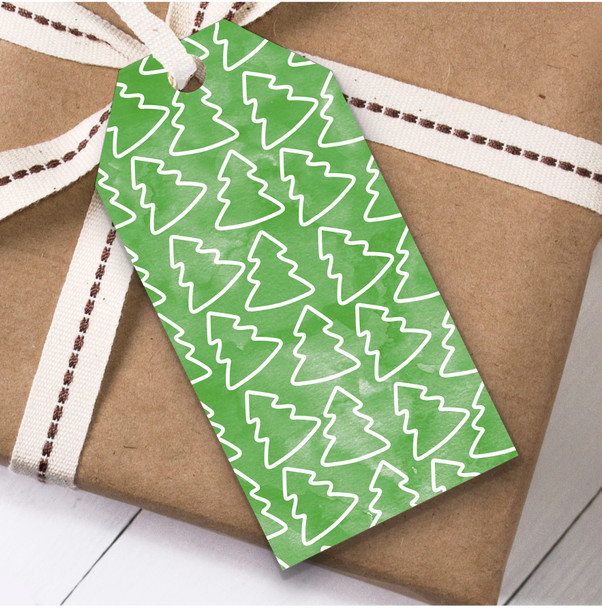 Green White Trees Christmas Gift Tags