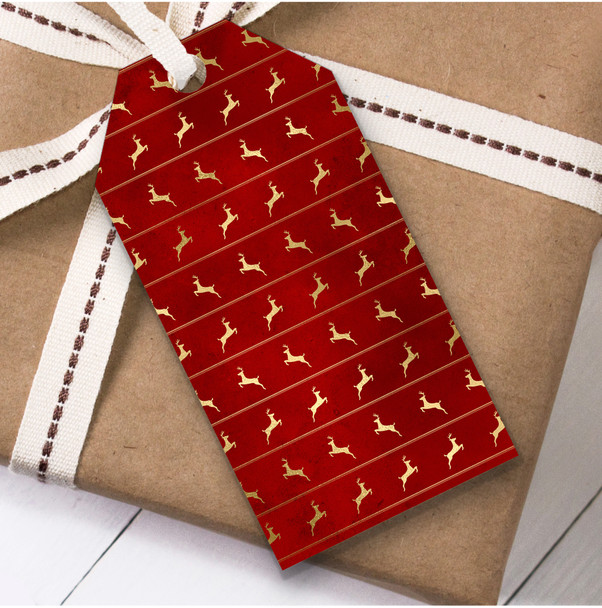 Red Gold Reindeer Christmas Gift Tags