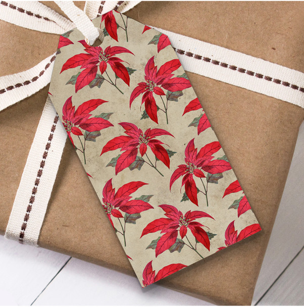 Rustic Red Flower Christmas Gift Tags