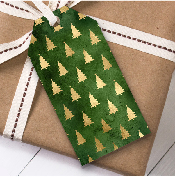 Green Gold Trees Christmas Gift Tags