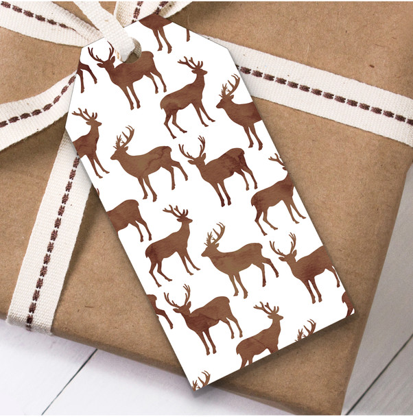 White Brown Deer Christmas Gift Tags