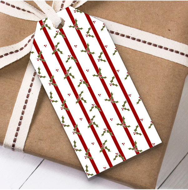 Stripes & Holly Christmas Gift Tags