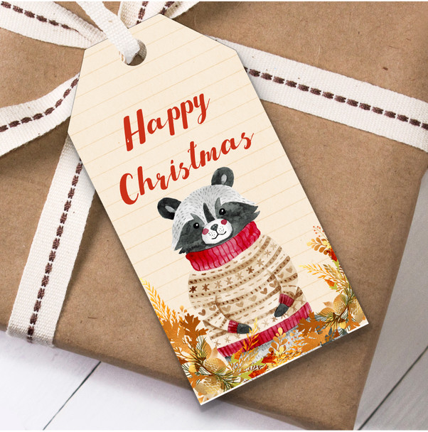 Vintage Raccoon Christmas Gift Tags