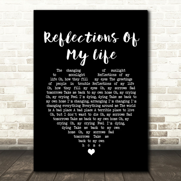 The Marmalade Reflections Of My Life Black Heart Song Lyric Print