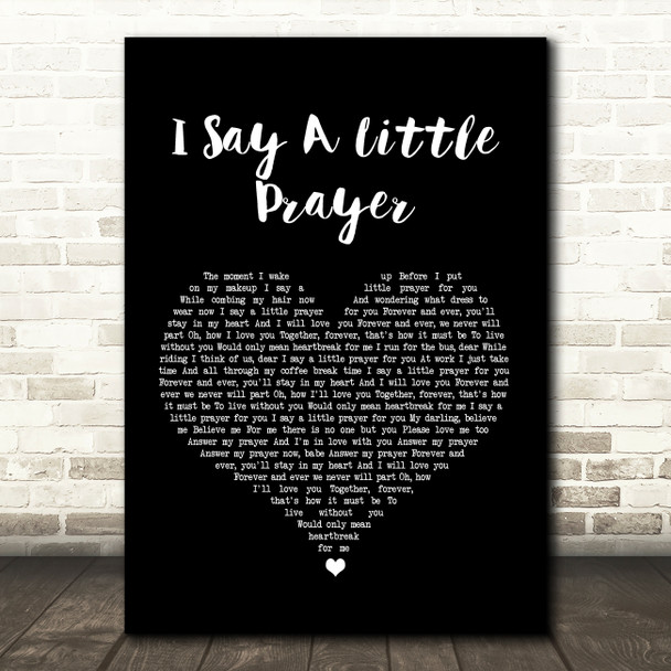 Aretha Franklin I Say A Little Prayer Black Heart Song Lyric Print