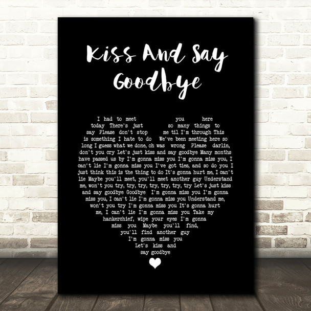 UB40 Kiss And Say Goodbye Black Heart Song Lyric Print