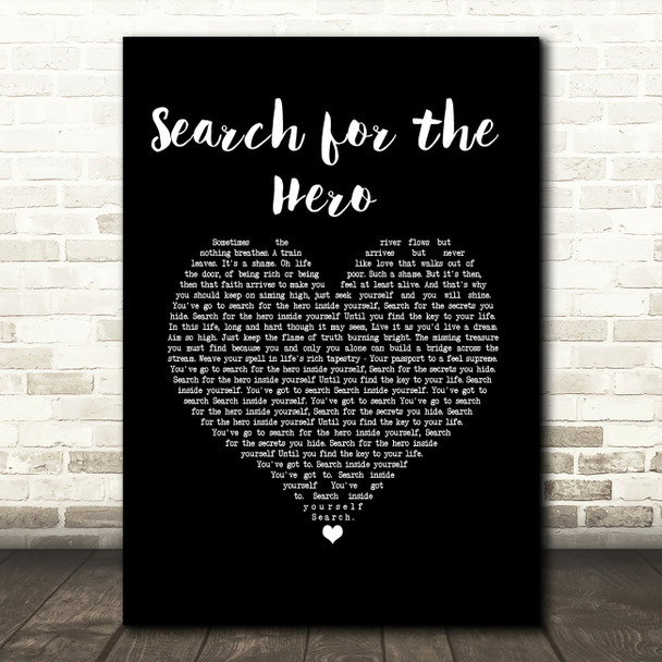 M People Search for the Hero Black Heart Song Lyric Print