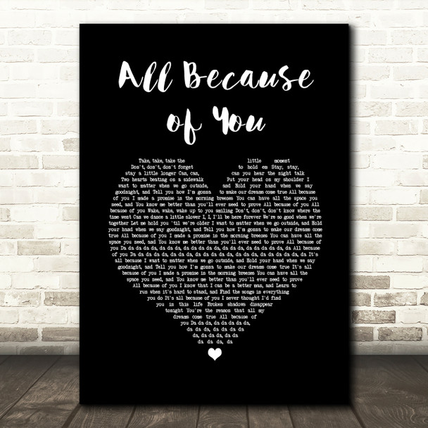 O.A.R. All Because of You Black Heart Song Lyric Print