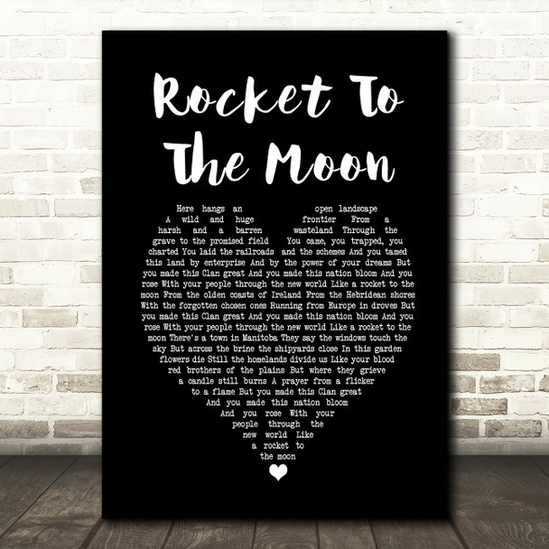 Runrig Rocket To The Moon Black Heart Song Lyric Print