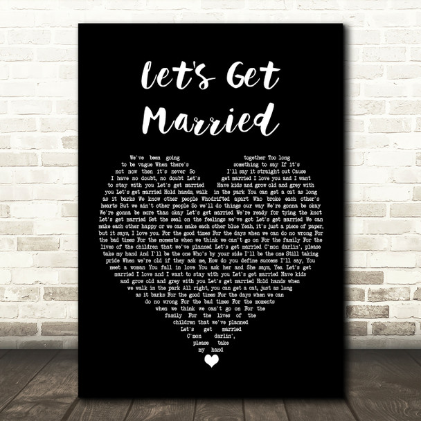 The Proclaimers Let's Get Married Black Heart Song Lyric Print