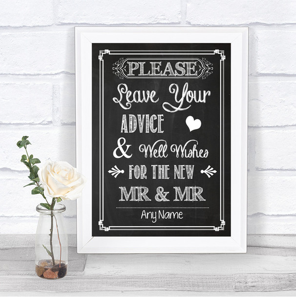 Chalk Sketch Guestbook Advice & Wishes Gay Personalized Wedding Sign