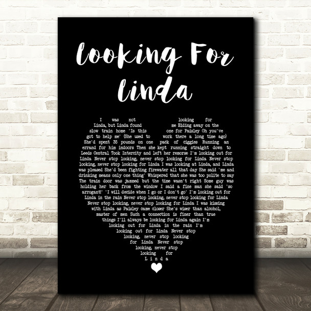 Hue & Cry Looking For Linda Black Heart Song Lyric Print