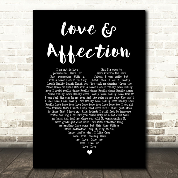 Joan Armatrading Love & Affection Black Heart Song Lyric Print