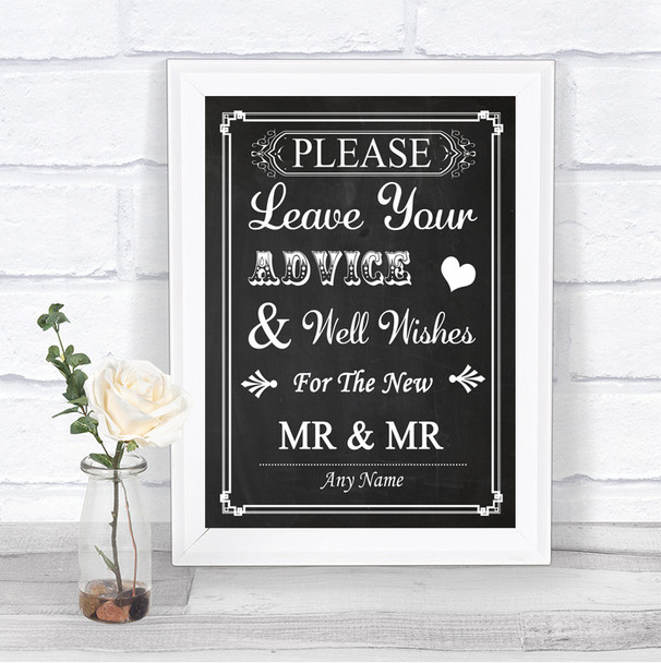 Chalk Style Guestbook Advice & Wishes Gay Personalized Wedding Sign
