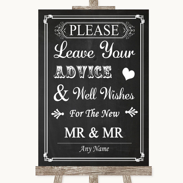 Chalk Style Guestbook Advice & Wishes Gay Personalized Wedding Sign