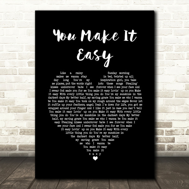 Jason Aldean You Make It Easy Black Heart Song Lyric Print