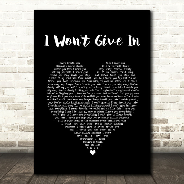 ASKING ALEXANDRIA I Won't Give In Black Heart Song Lyric Print