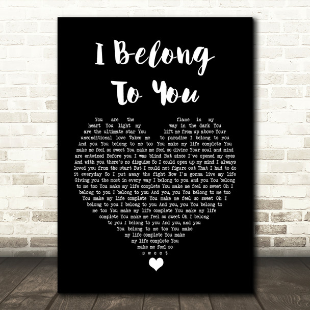 Lenny Kravitz I Belong To You Black Heart Song Lyric Print