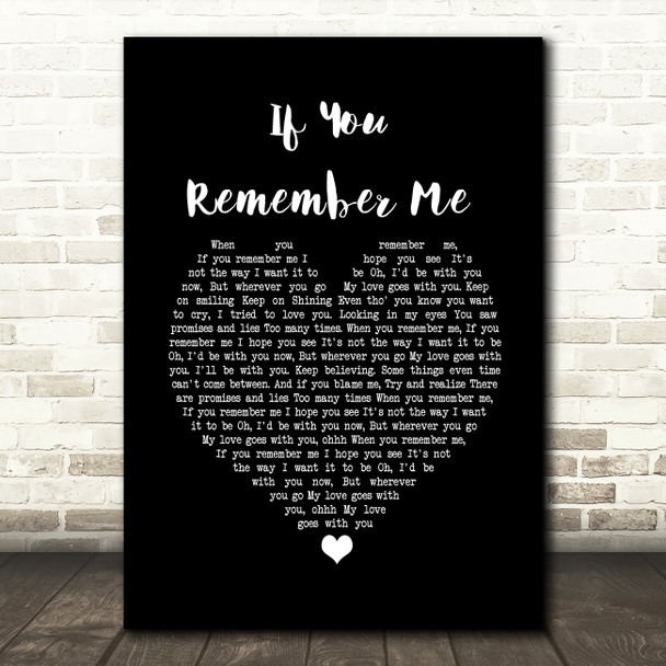 If You Remember Me Barry Manilow Black Heart Song Lyric Print