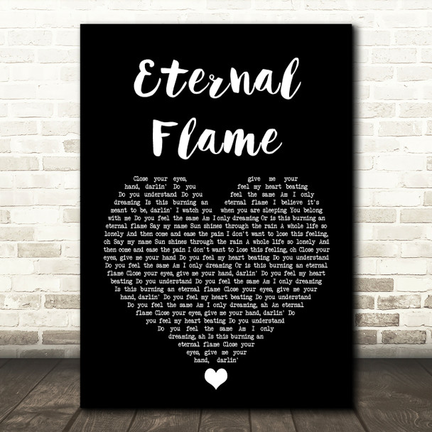 The Bangles Eternal Flame Black Heart Song Lyric Print