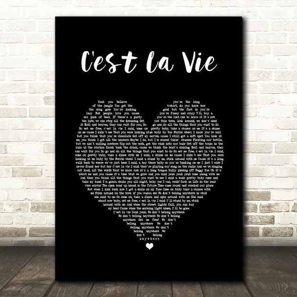 Stereophonics C'est La Vie Black Heart Song Lyric Print