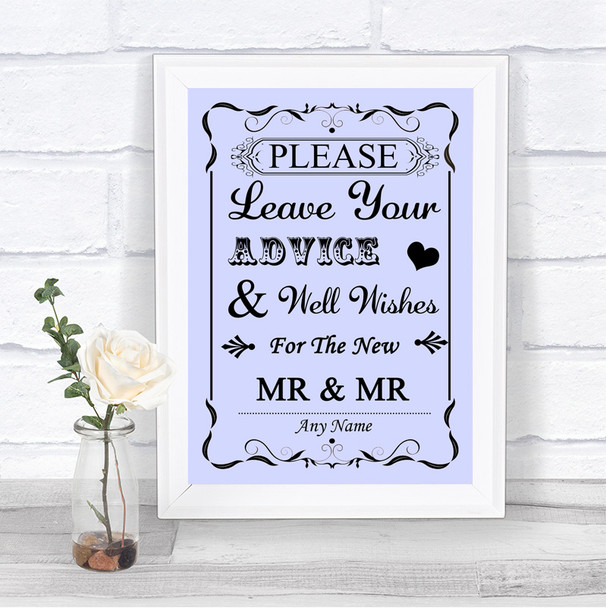 Lilac Guestbook Advice & Wishes Gay Personalized Wedding Sign