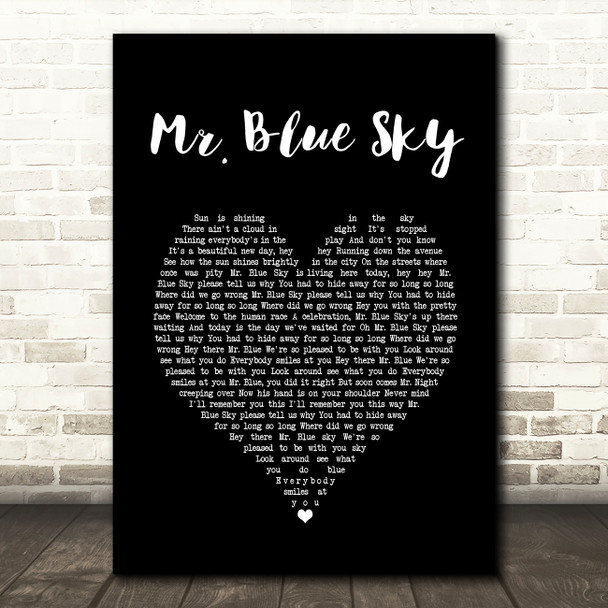 ELO Mr. Blue Sky Black Heart Song Lyric Print